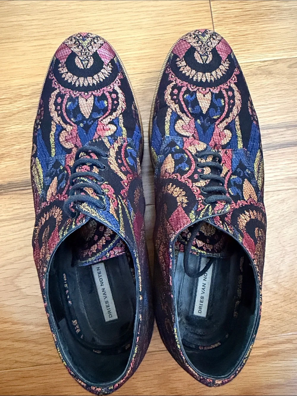 Dries Van Notten jacquard printed oxfords platforms 7.5/37.5 made in Italy